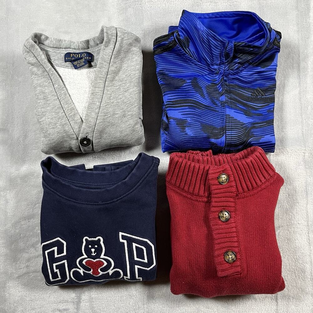 Boys 2T Jackets Ralph Lauren GAP Adidas Children's Place Lot Of 4 Sweaters Warm